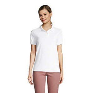 NWT LANDS'‎ END FORM FITTING WOMEN'S MESH POLO SHIRT WHITE MT (MEDIUM TALL)